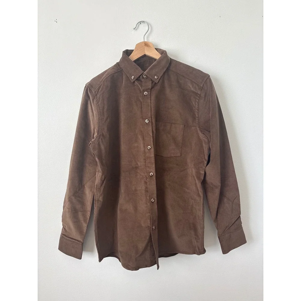 Johnston & Murphy Corduroy Shirt – Dark Camel – Men's Size Medium – NWT - Picture 2 of 5